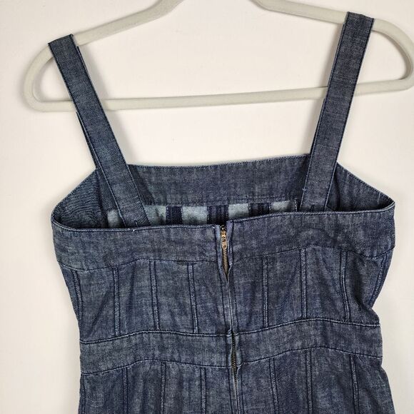 Gap Factory Denim Dress Jean Dress A-Line Adjustable Straps Zip Dark Wash Blue M - Picture 5 of 12